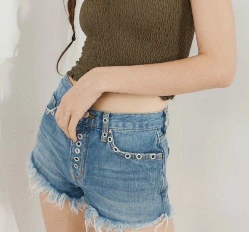 Free‎ People We The Free Barcelona Nights Grommet Cutoff Denim Shorts 25